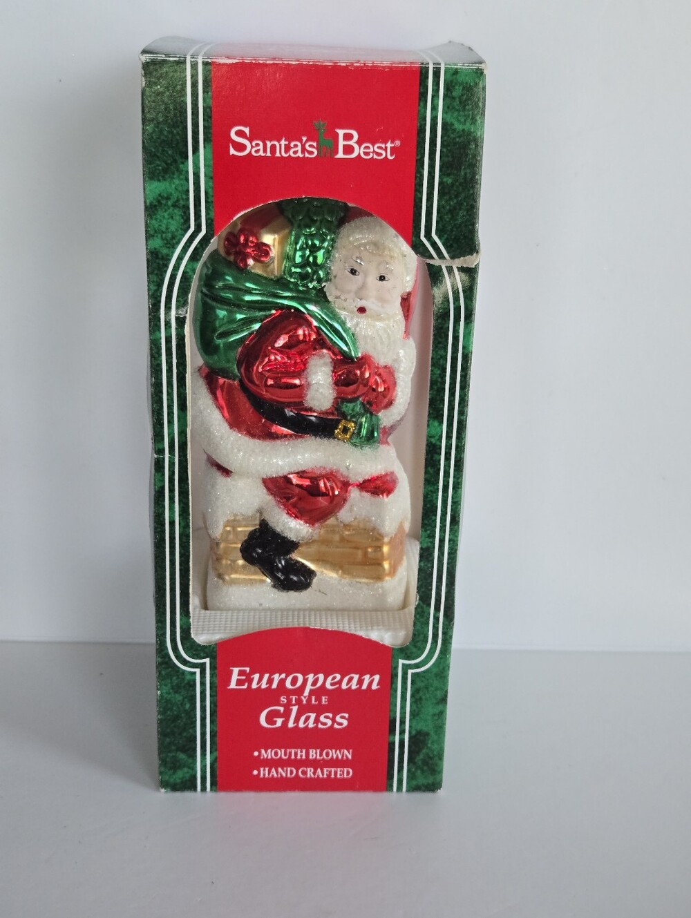 NOS Vintage 1996 Santas Best European Style Santa Claus Mouth Blown Ornament 6"